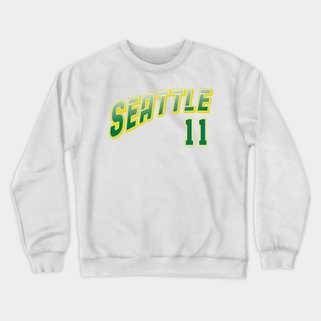 Retro Seattle Number 11 Crewneck Sweatshirt by Cemploex_Art